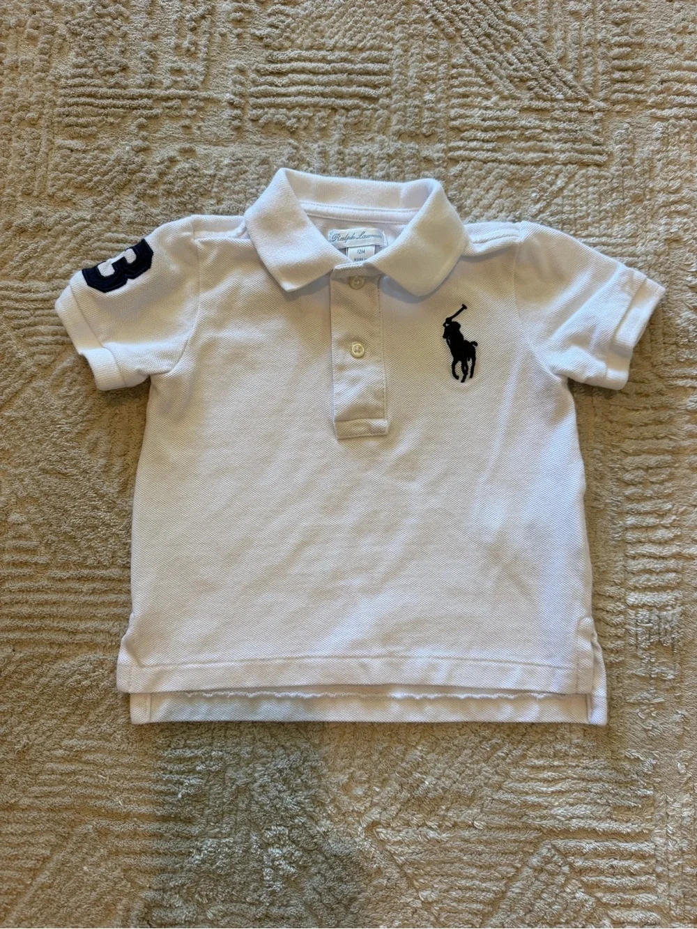 Ralph Lauren Baby Boys White Big Pony Polo Shirt Size 12M